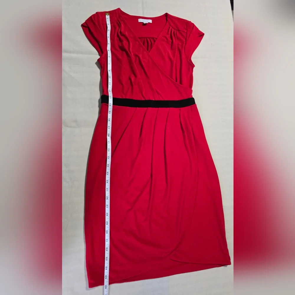 New York & Company Red Ruched One Shoulder Cocktail Dress